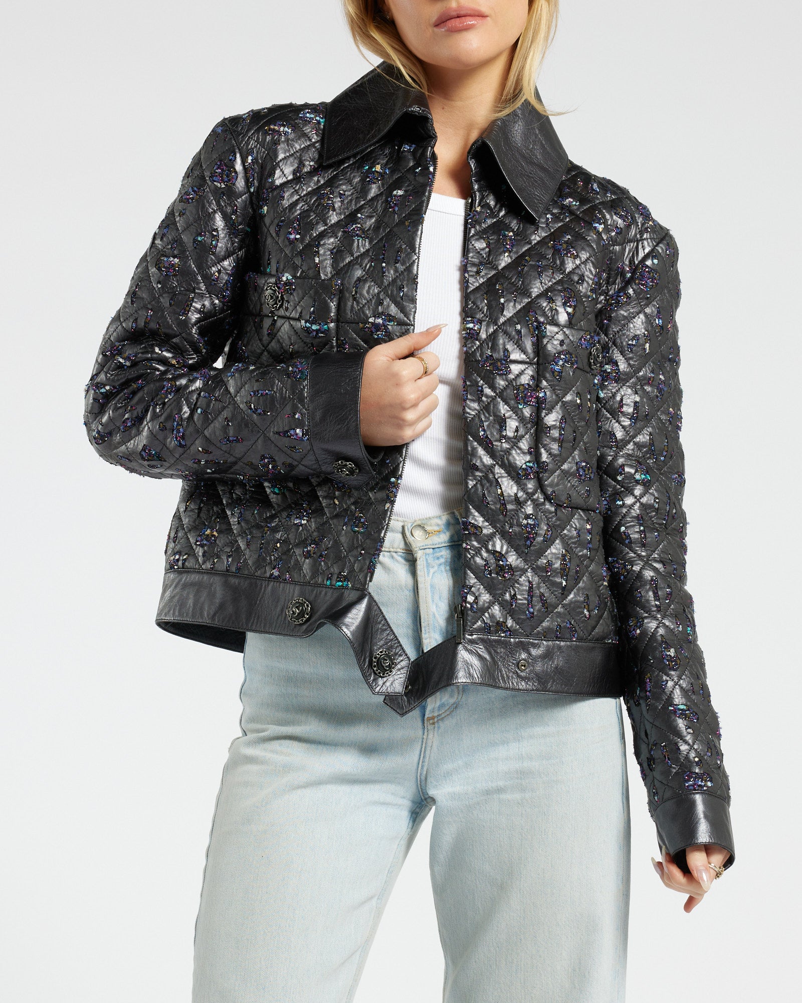 Black Diamond Quilt Bomber Jacket