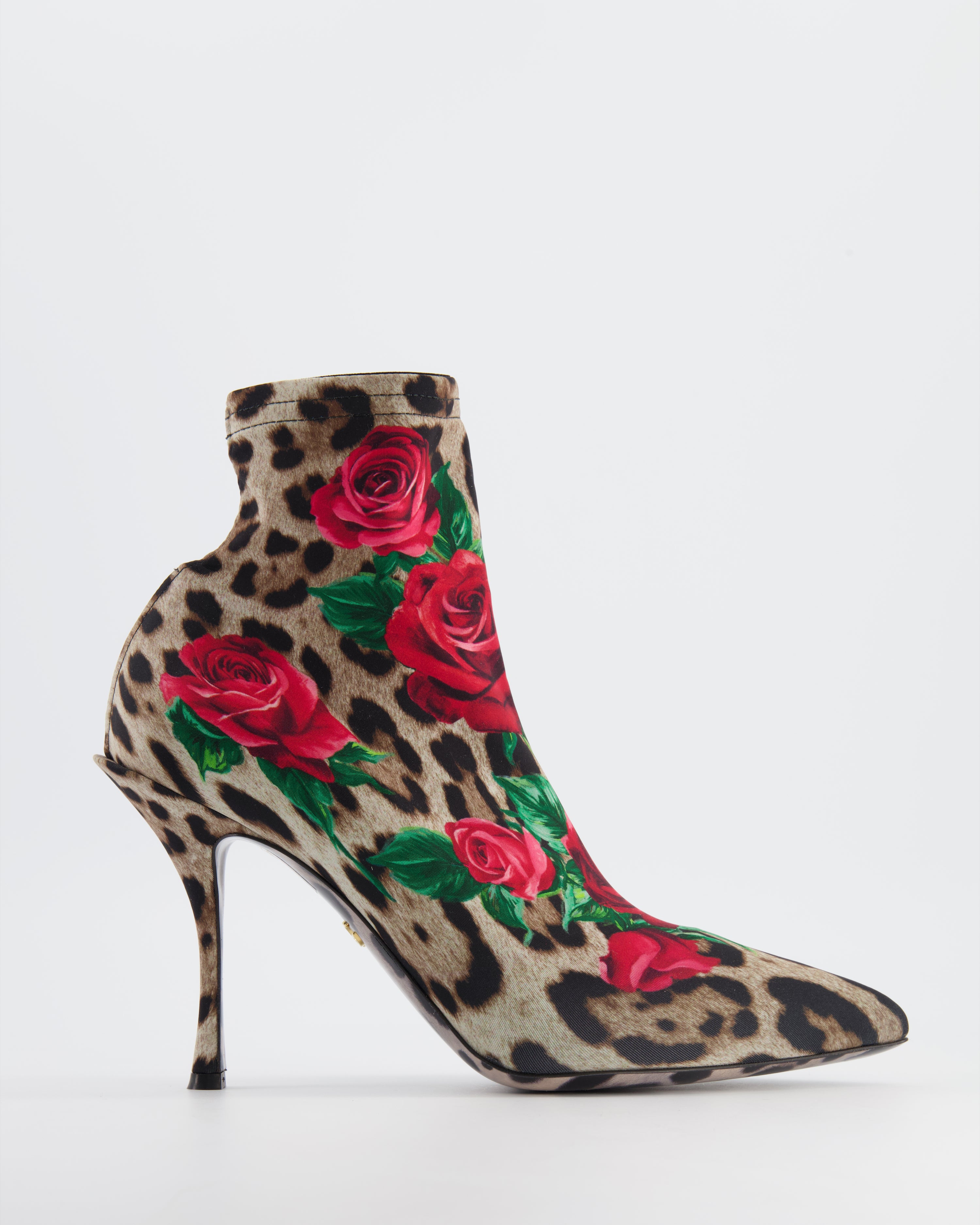 image of Dolce & Gabbana Leopard and Roses Ankle Boots Size 40.5