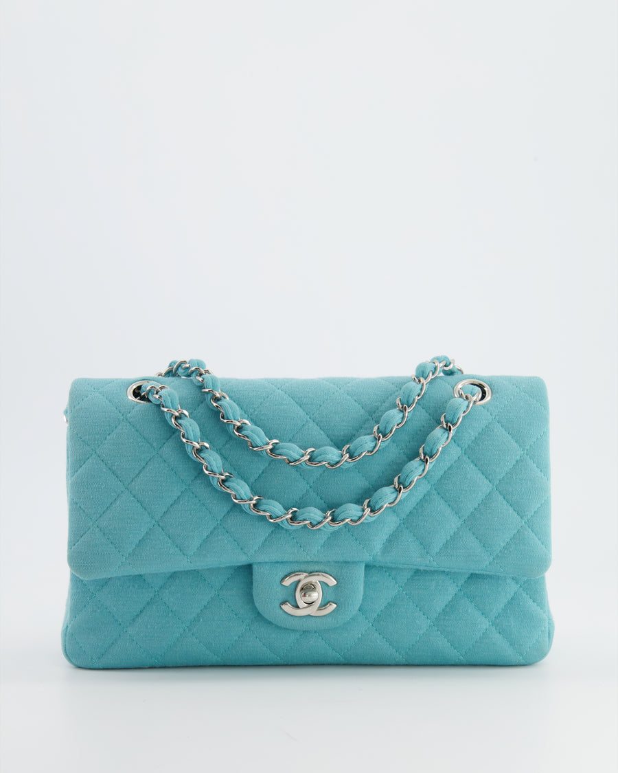 HOT* Chanel Turquoise Blue Canvas Medium Classic Double Flap with Sil –  Sellier