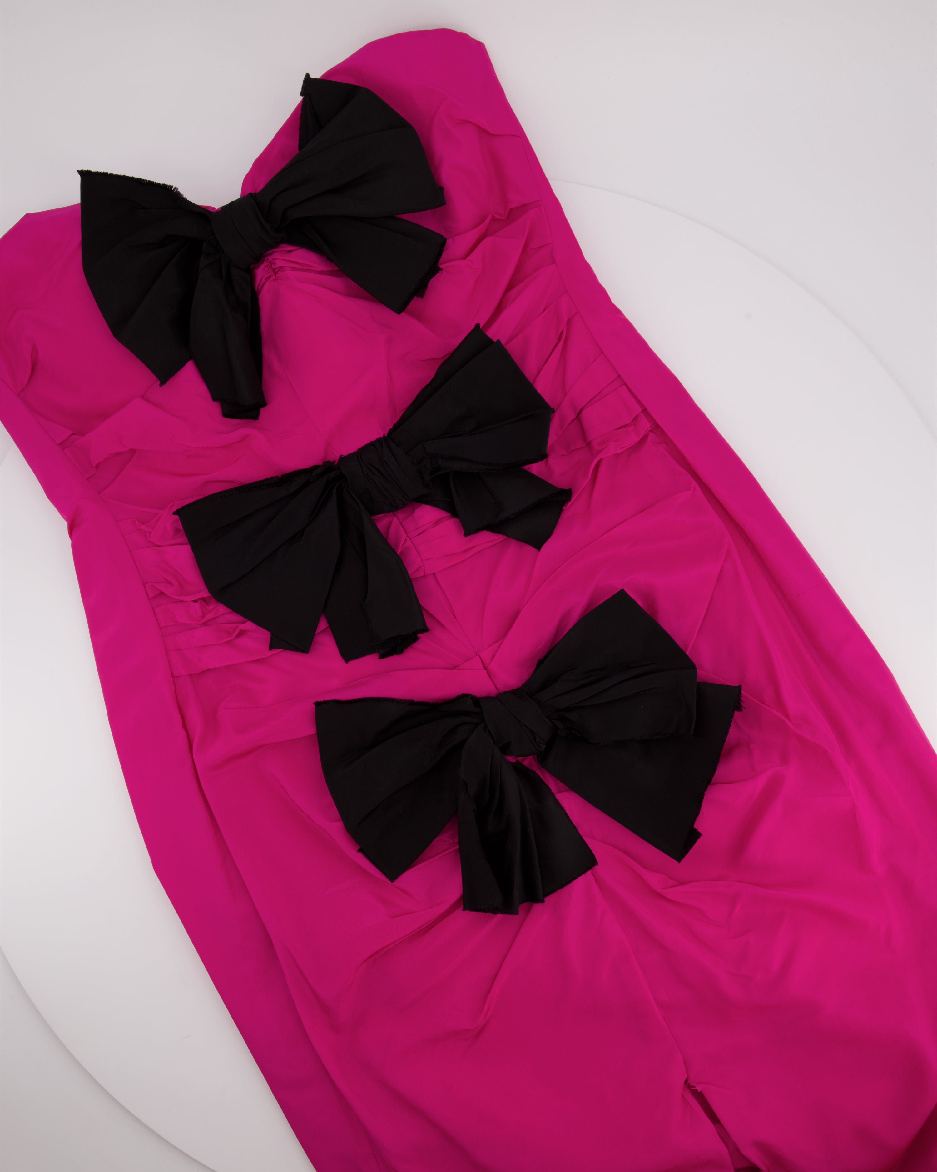 image of Carmen March Fucsia with Bows Sleeveless Dress Size 40 (UK12)