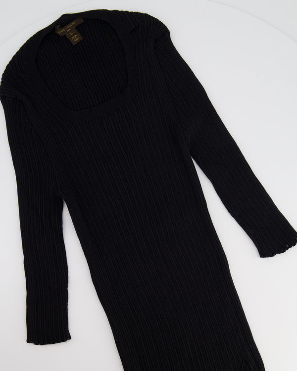 Louis Vuitton Black Bodycon Long Sleeve Top Size L (UK 12)
