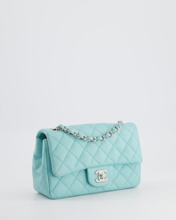 Chanel Tiffany Blue Patent Mini Rectangular Classic Flap Bag With