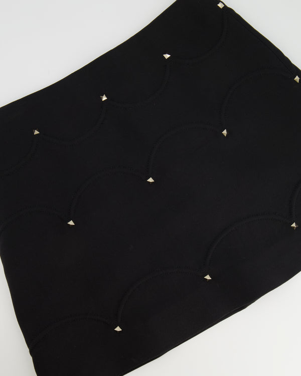 Valentino Black Wool Studded Mini Skirt Size IT 40 (UK 8)