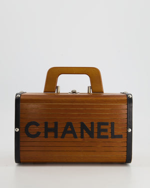 RARE COLLECTORS ITEM* Chanel Vintage Brown Wooden Logo Trunk with Sil –  Sellier