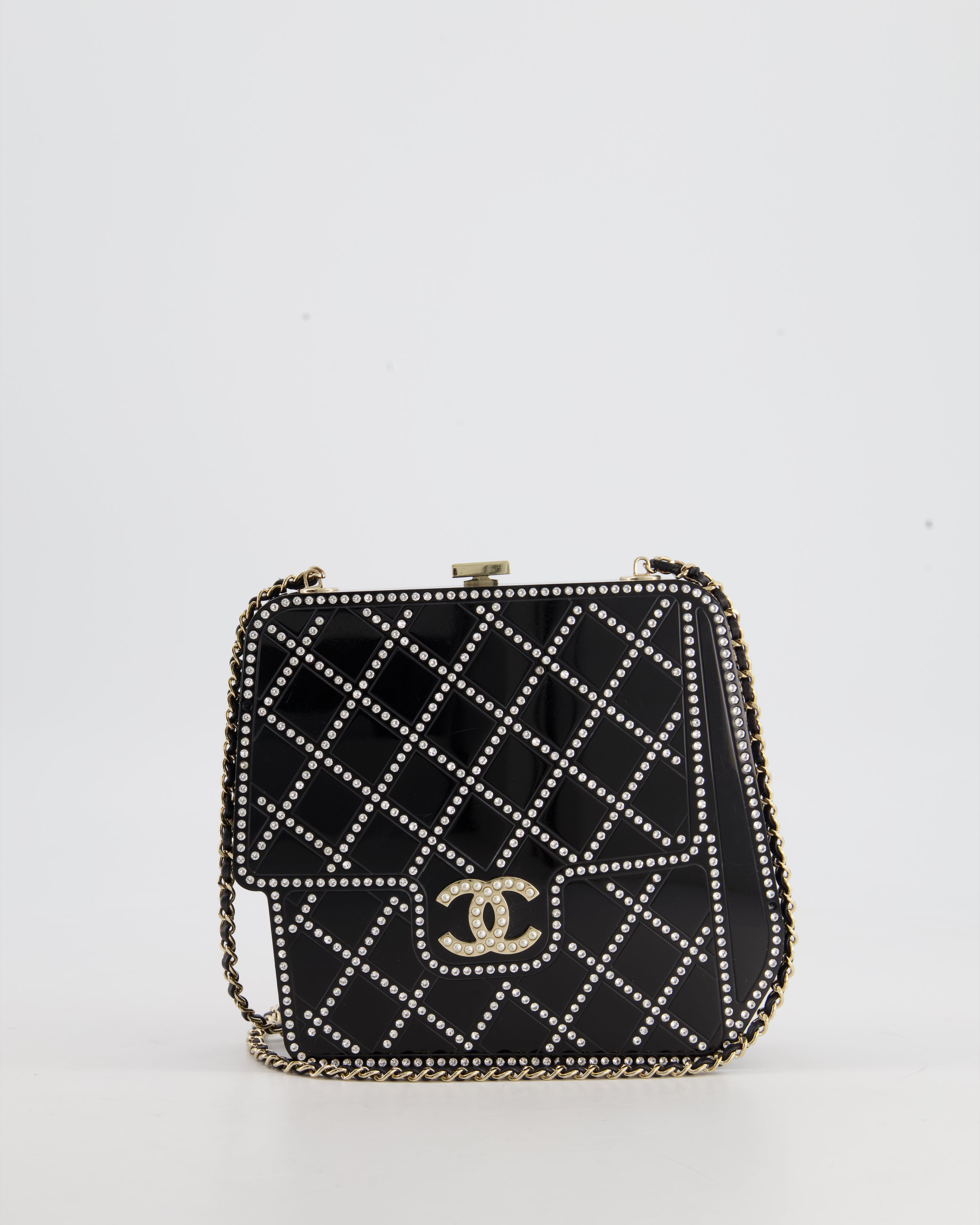 Chanel Chic Pearls Flap Bag Quilted Goatskin with Acrylic Beads Mini Black  2028141