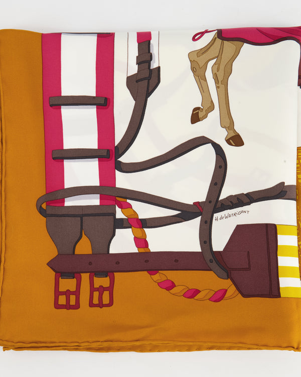 Hermès Yellow Mustard Ronds de Marche Silk Scarf 90cm x 90cm