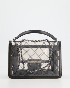 Chanel Black and Clear PVC Beauty Lock Single Flap Bag with Silver Har –  Sellier