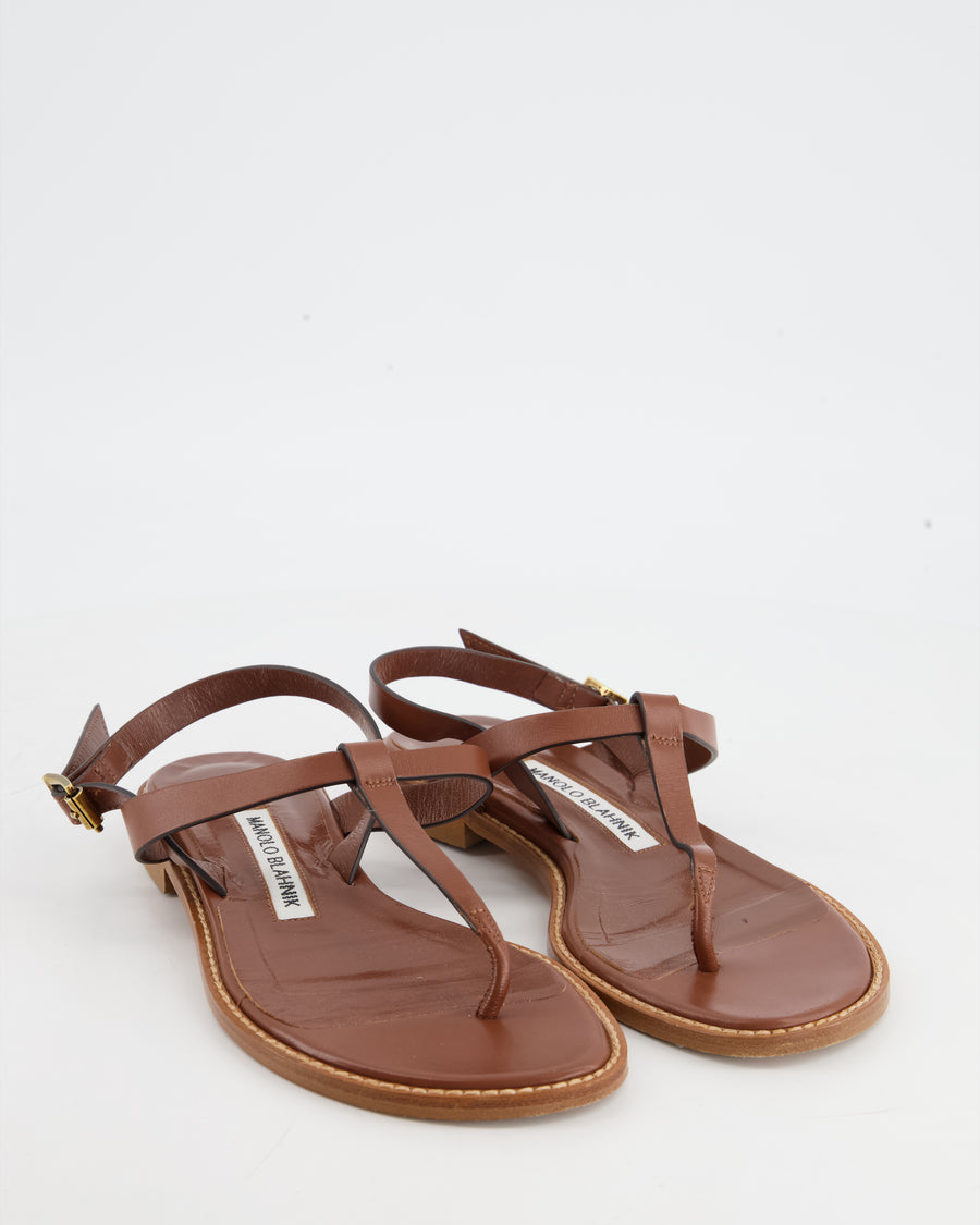 Manolo Blahnik Brown Leather Slingback Sandals EU 35 – Sellier