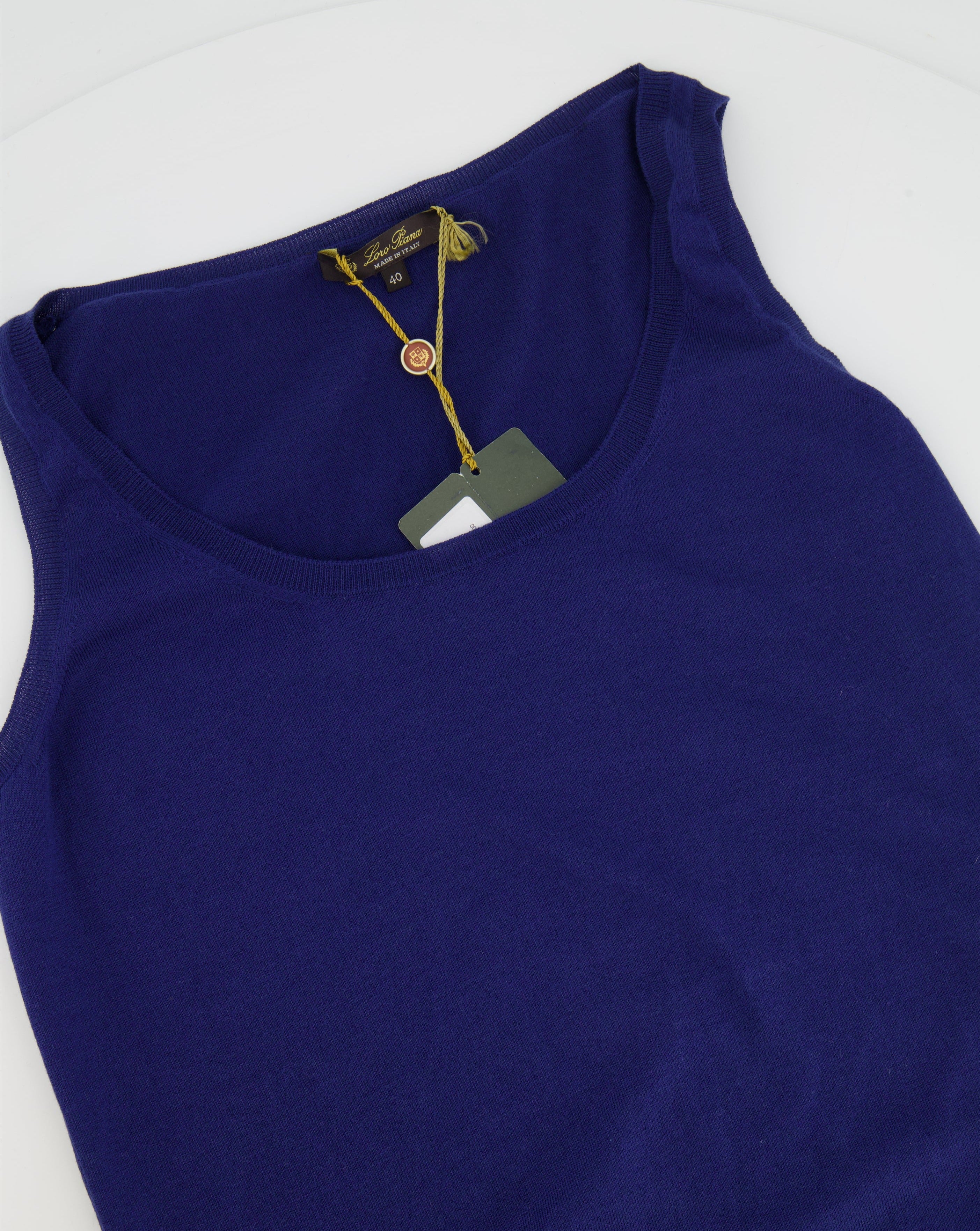 image of Loro Piana Silk Electric Blue Tank Top Size IT 40 (UK 8) RRP - £405