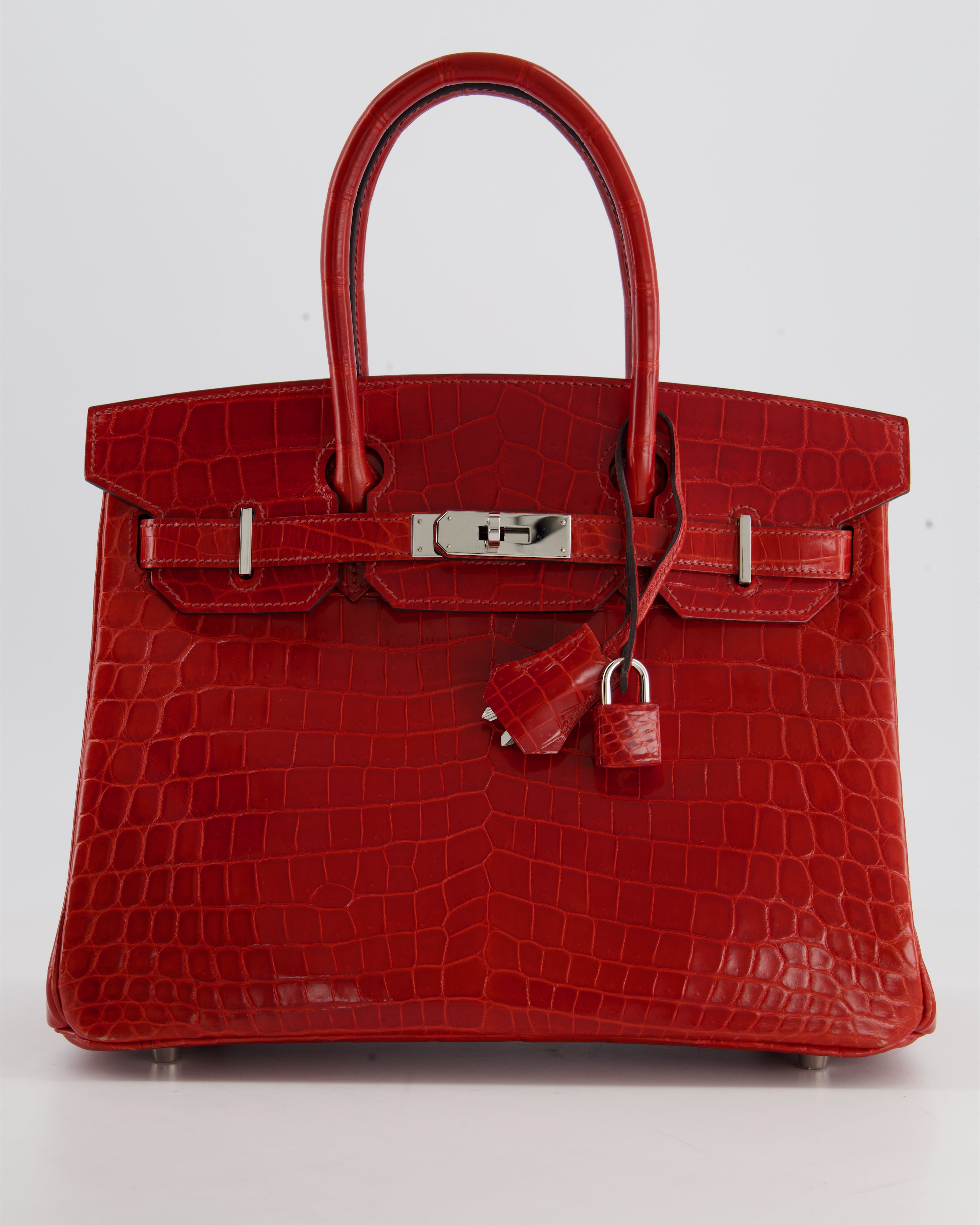 Image of Hermès Birkin Bag 30cm in Braise Shiny Niloticus with Palladium Hardware