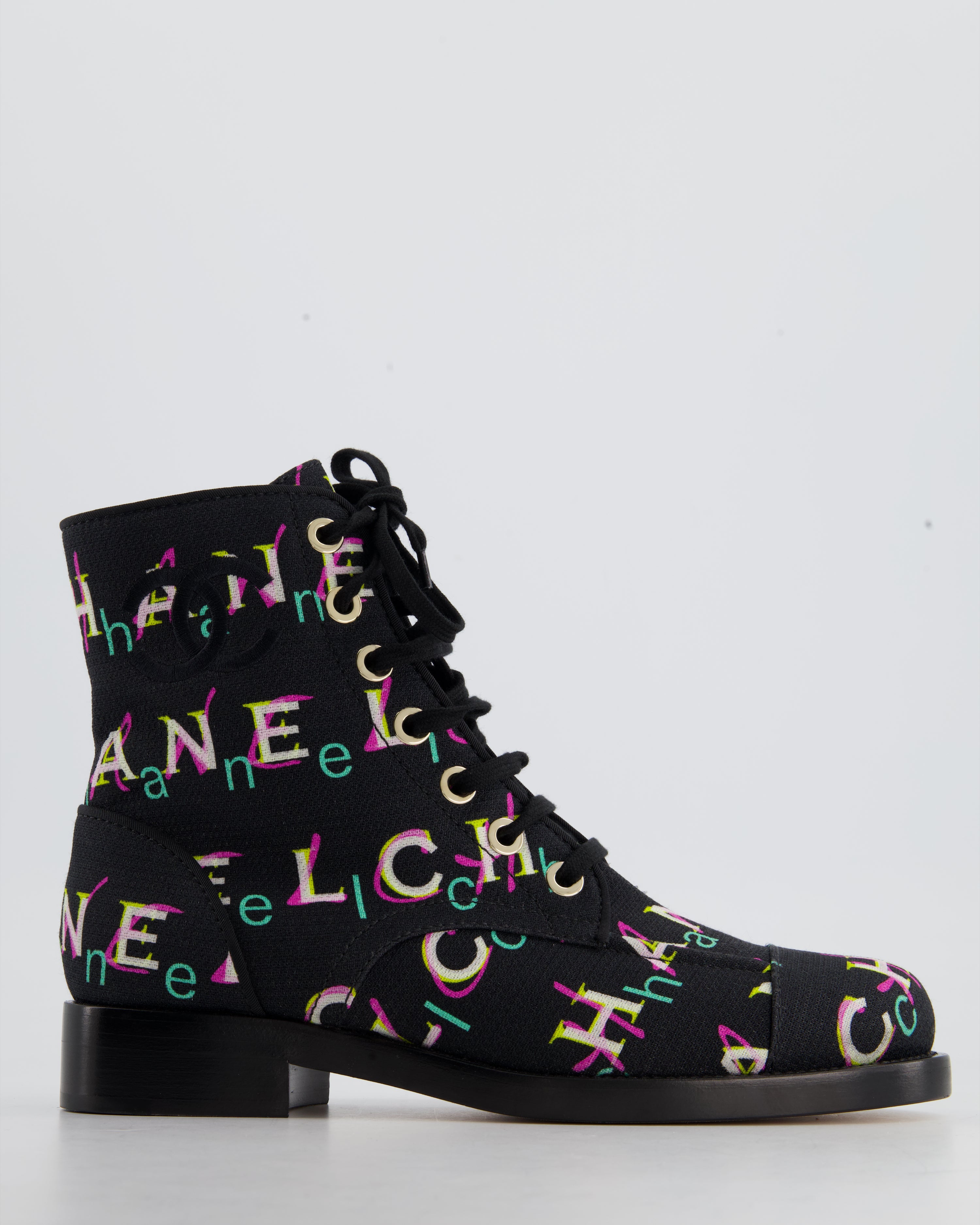 Image of Chanel Multicolour Canvas Logo Boots Size EU 39.5