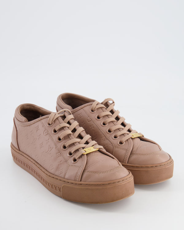 Louis Vuitton Brown Suede And Patent Leather Low Top Sneaker Size