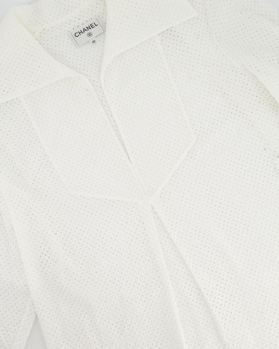 Chanel White Mesh Open Collar Shirt FR 40 (UK 12) – Sellier