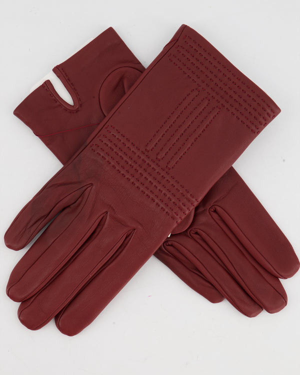 Hermès Brown Square Stitching Detailing Gloves Lambskin Leather