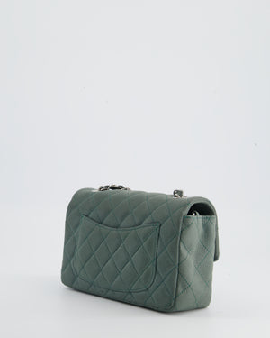Chanel Duck Egg Blue Mini Rectangular Bag In Nubuck Caviar Leather with Silver Hardware