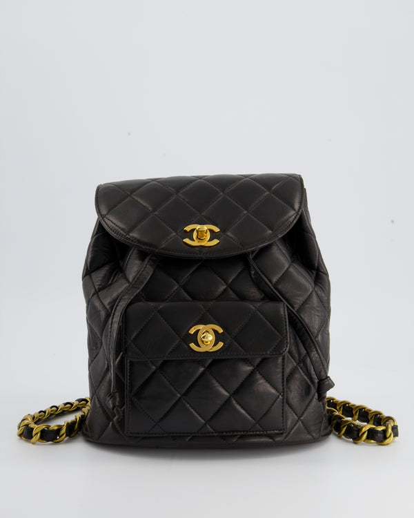 Chanel Black Vintage Lambskin Top Handle Bag with 24K Gold