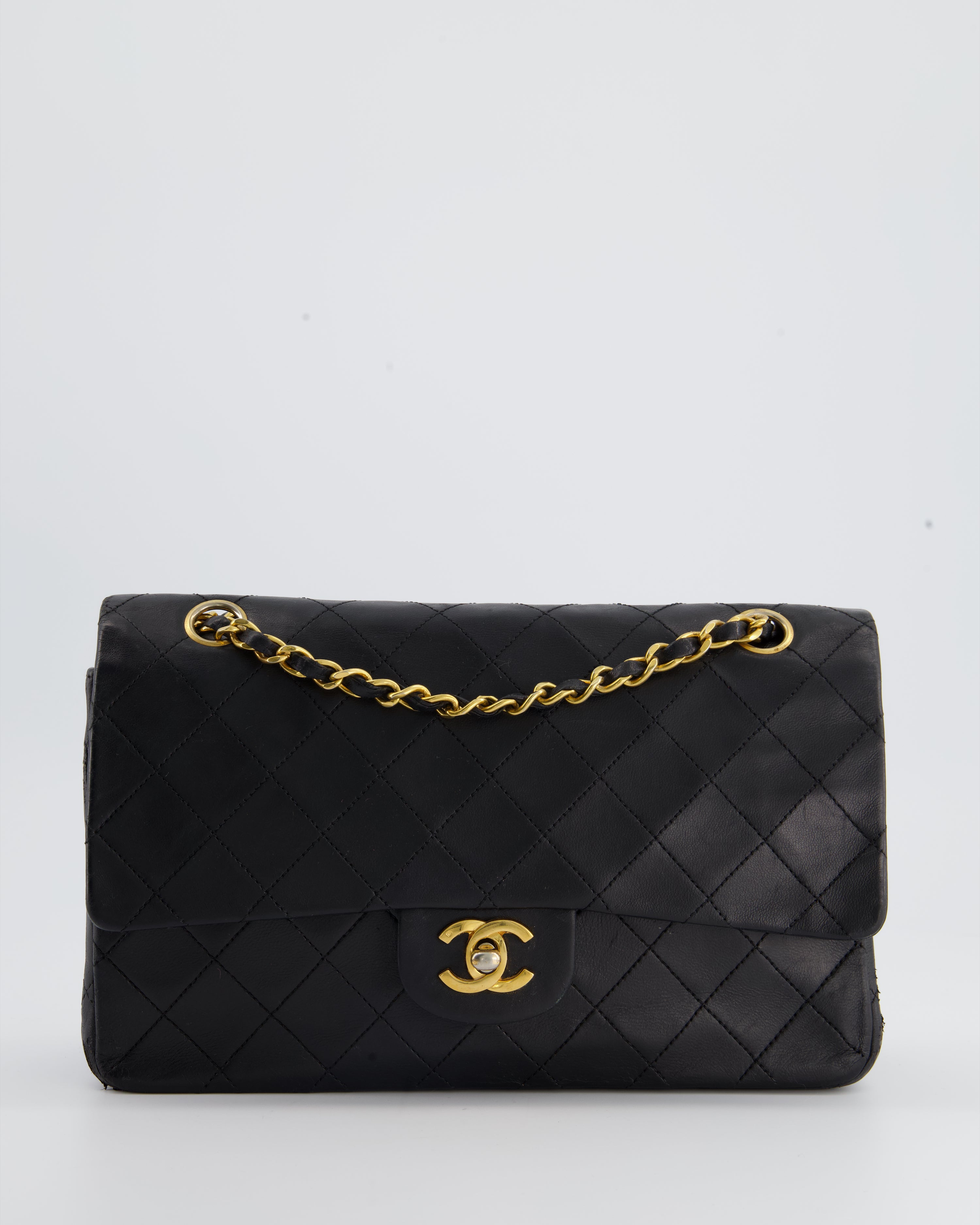 Chanel Vintage Black Medium Classic Double Flap Bag in Lambskin Leathe –  Sellier