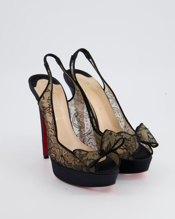 Christian Louboutin Green Suede Open Toe Platforms Size 38.5