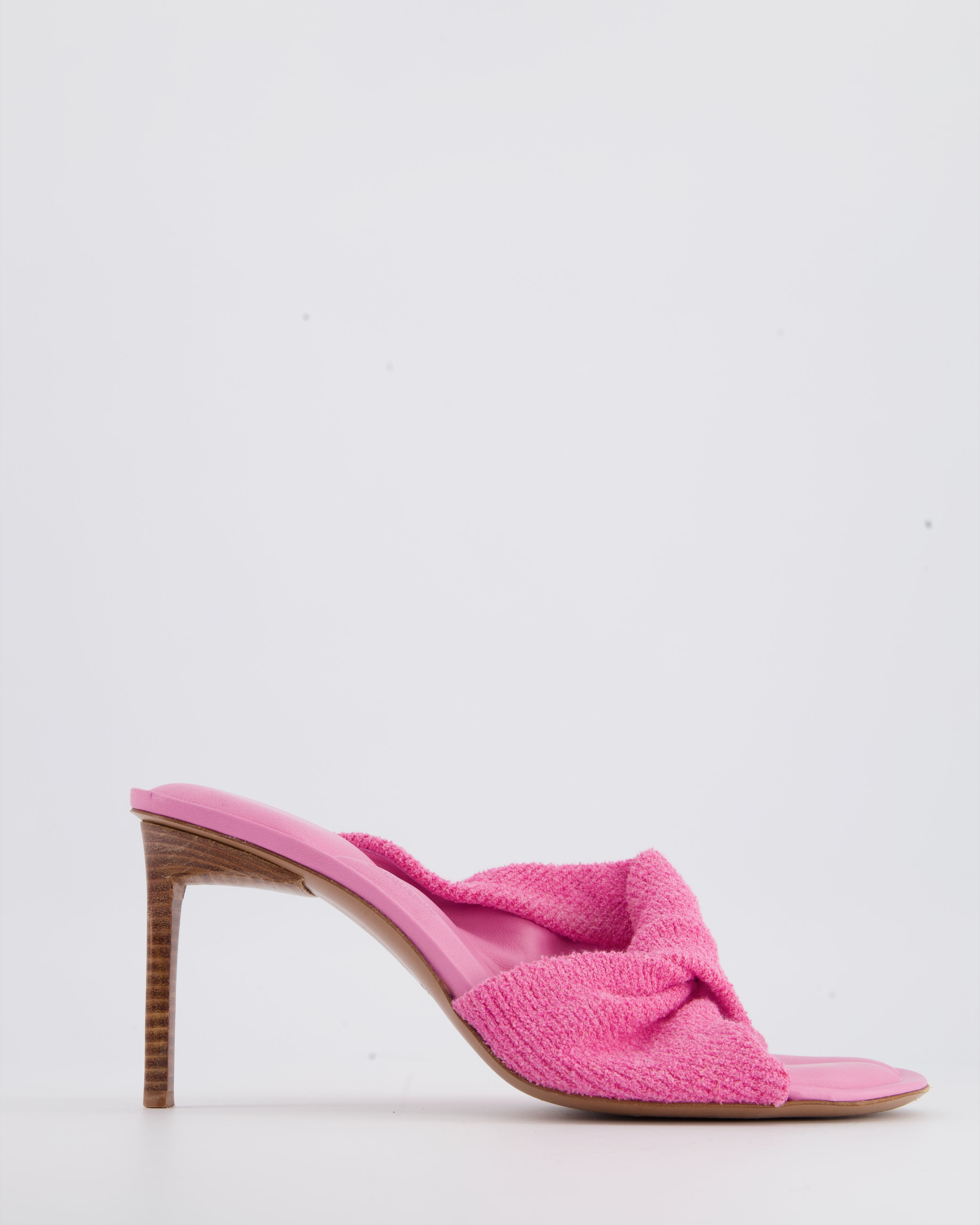 image of Jacquemus Pink Leather Towelling Mules with Cushioned Insole EU 41