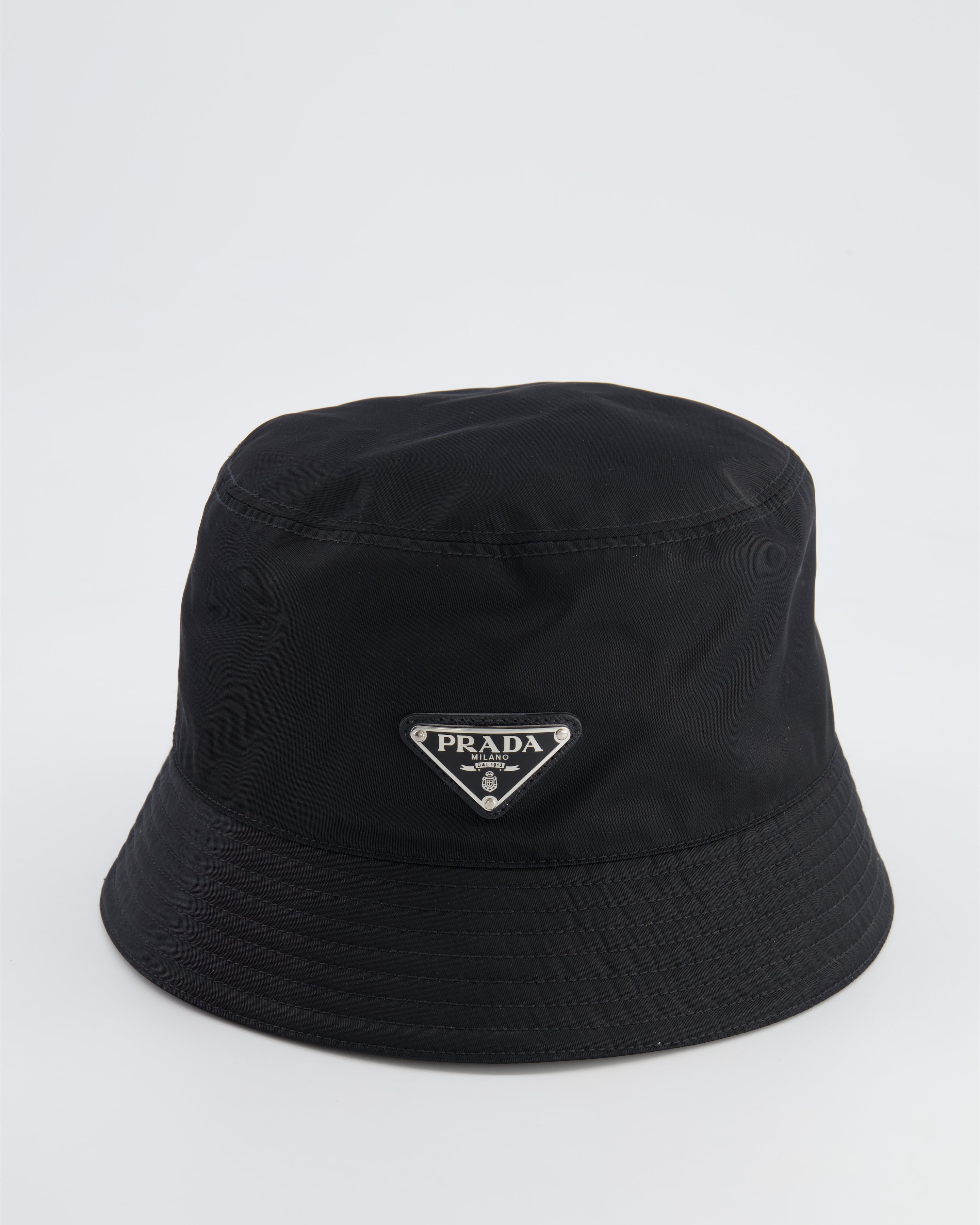 Prada Black Nylon Bucket Hat Size M RRP £520 – Sellier