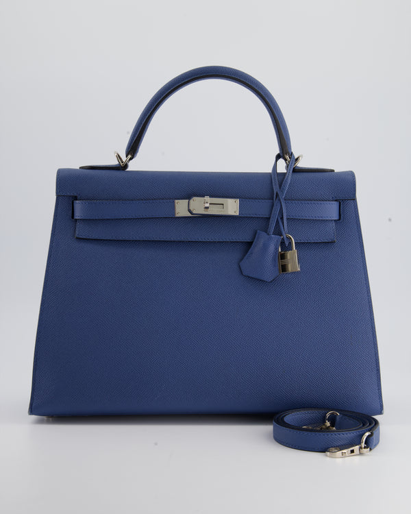 Hermès Kelly Sellier Bag 28cm in Blue Electric Epsom Leather with Pall