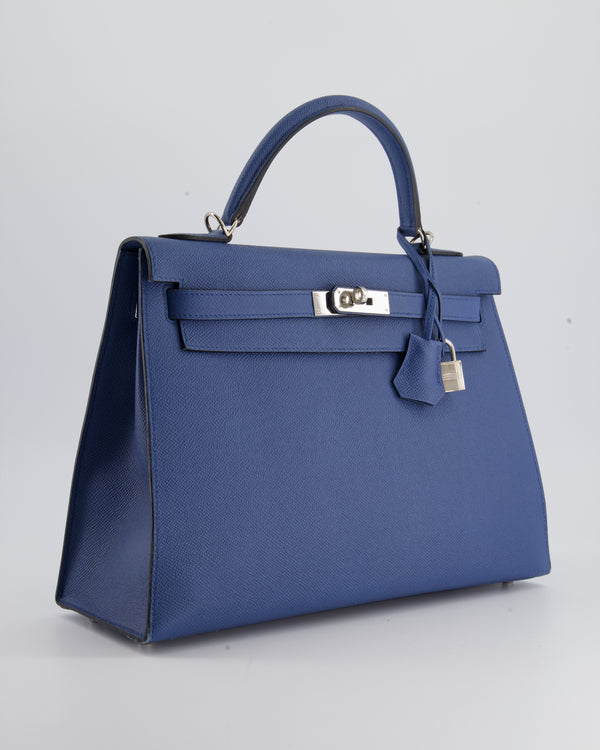 Hermès Kelly Sellier Bag 28cm in Blue Electric Epsom Leather with Pall