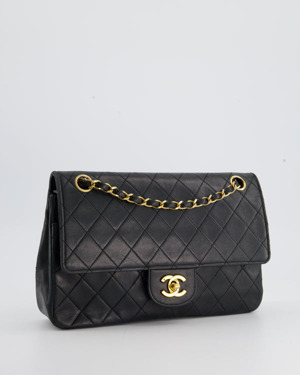 CHANEL VINTAGE MINI SQUARE 20CM BLACK FLAP CLASSIC LAMBSKIN 24K