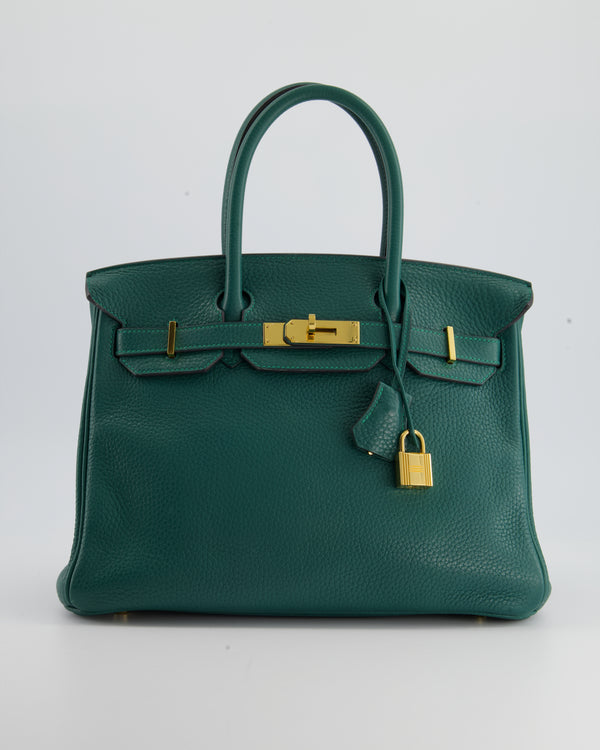 Hermes 30cm Vert Anis Clemence Leather Palladium Plated Birkin Bag