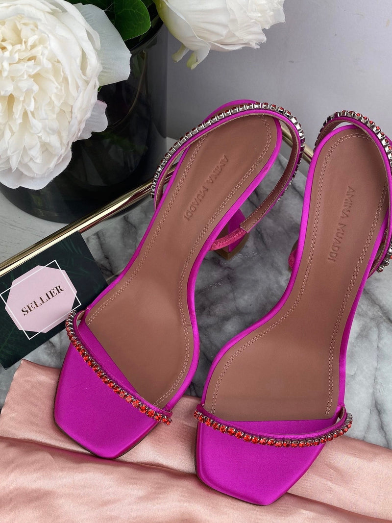 amina muaddi pink heels