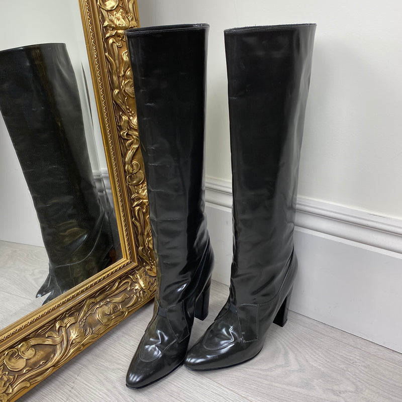 dark grey knee high boots