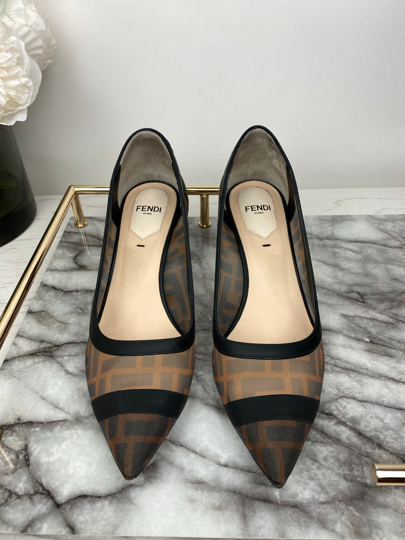 Fendi Brown ad Black Monogram Mesh Low 