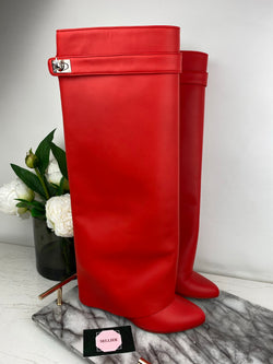 red givenchy shark lock boots