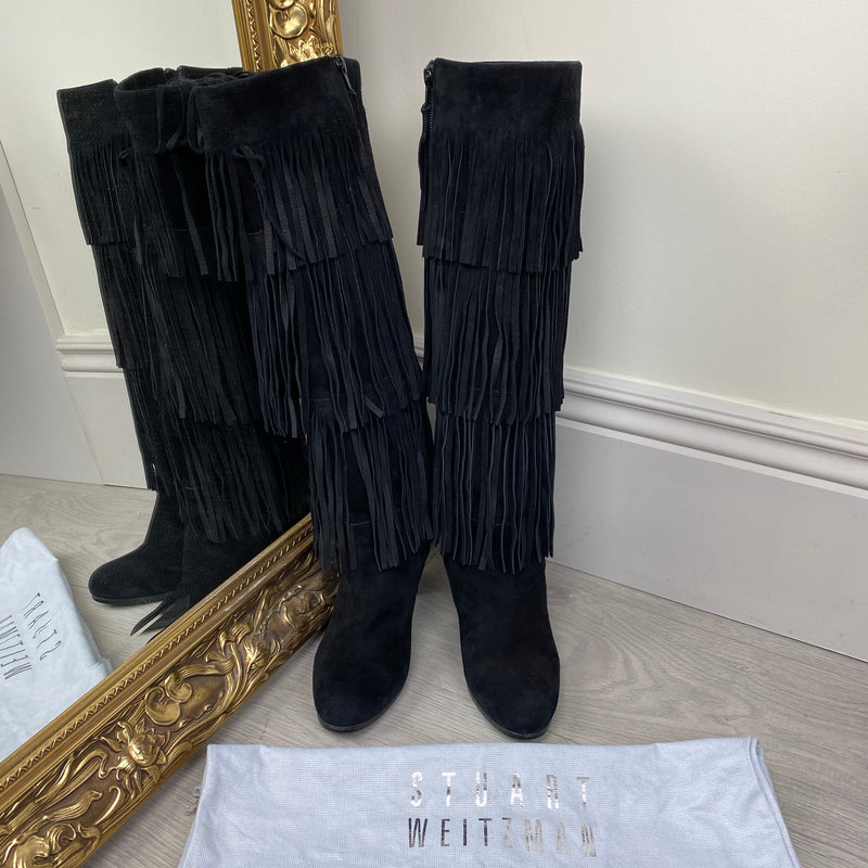 stuart weitzman fringe boots