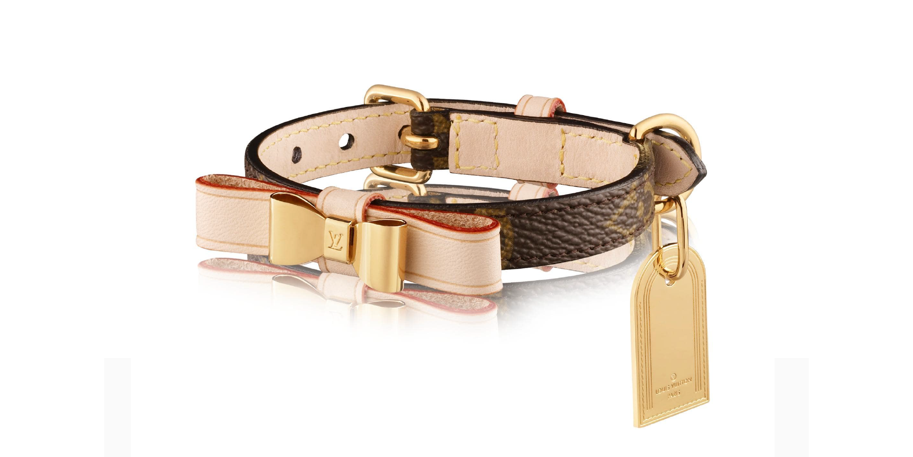 Louis Vuitton Dog Collar and Leash with Metal LV Accessory