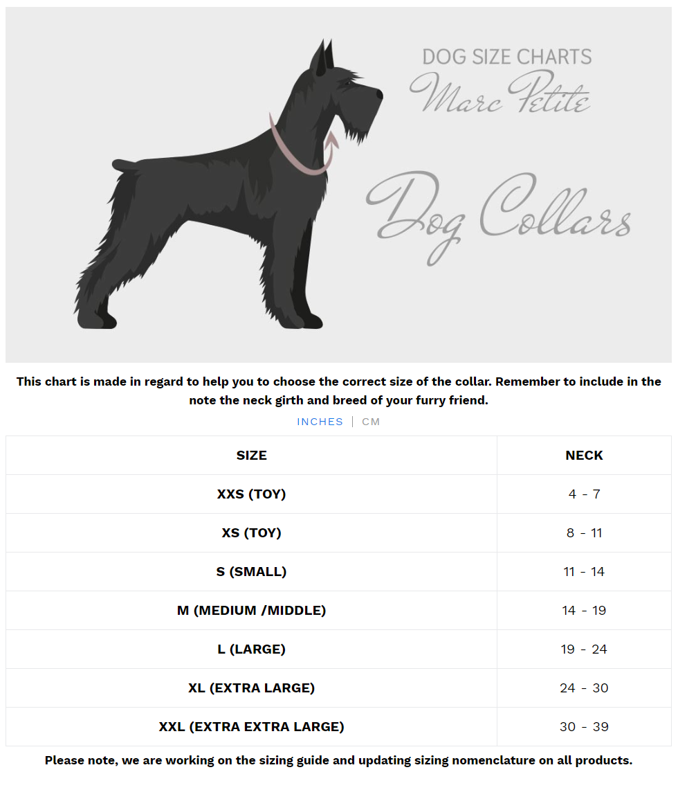 Dog Collars Sizes in inches