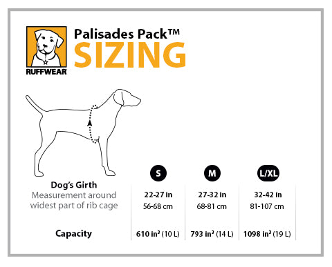 Ruffwear Palisades Pack Size Guide | Barks & Bunnies