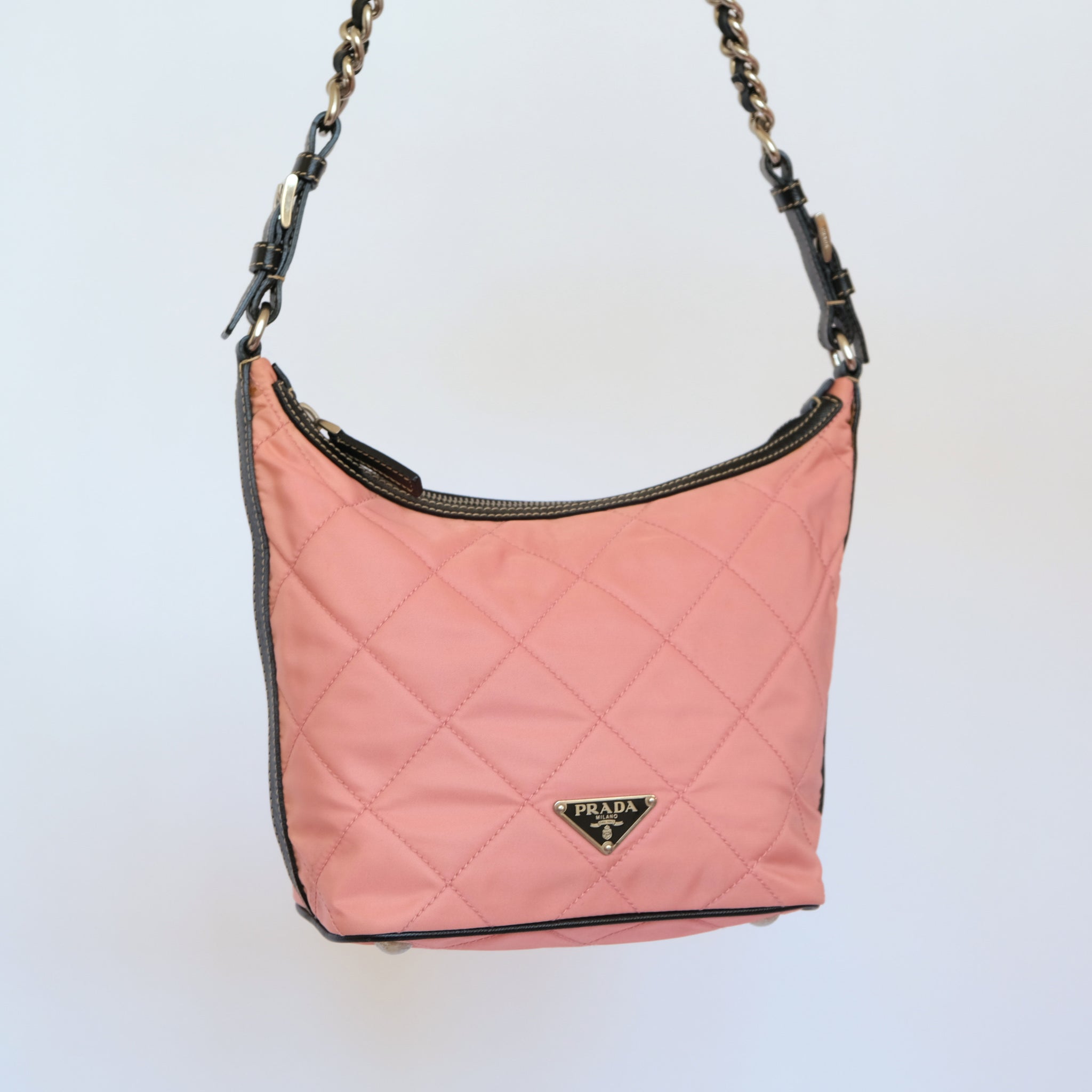 prada pink quilted bag