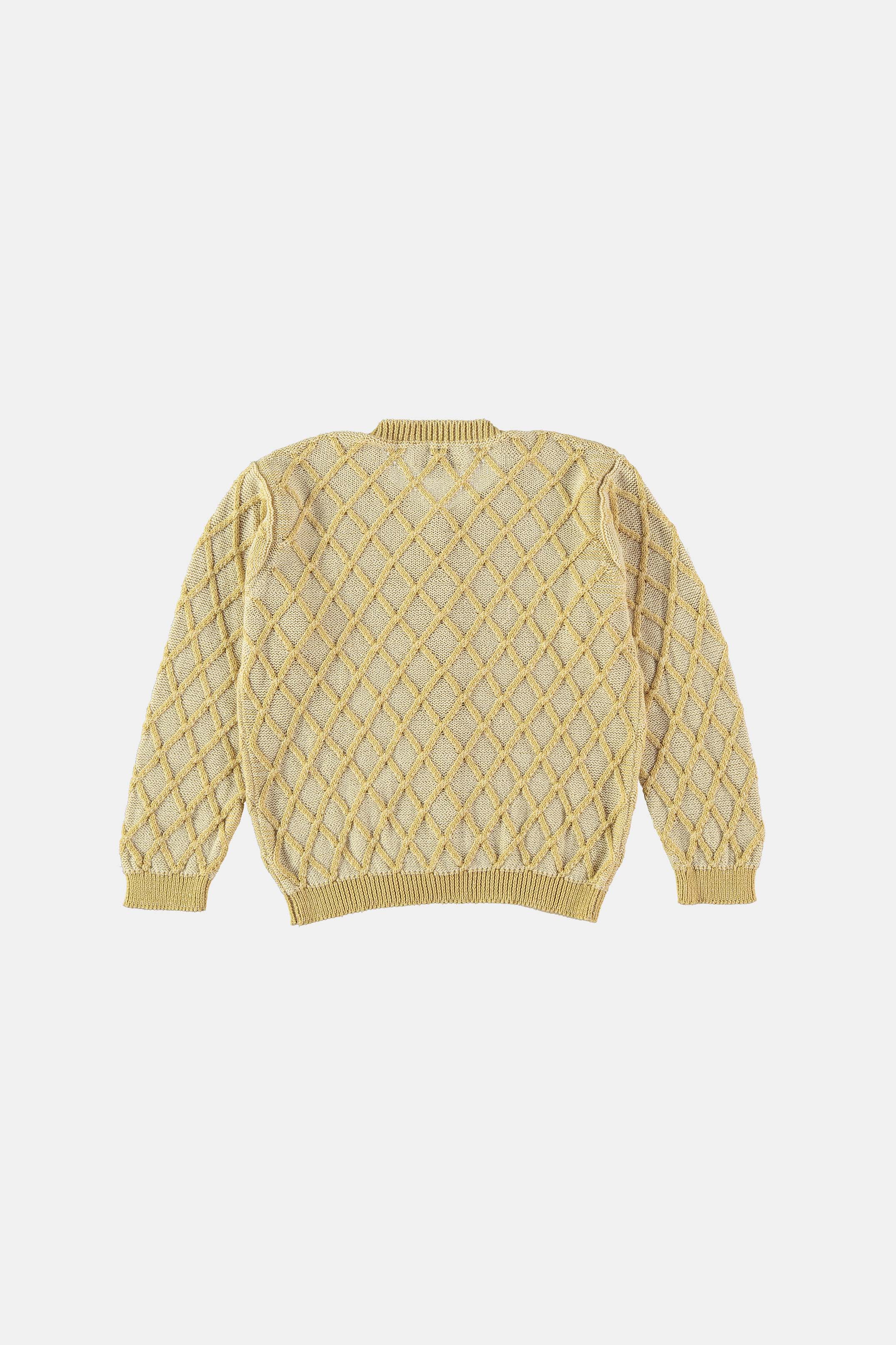 BABY YELLOW DIAMOND KNIT CARDIGAN