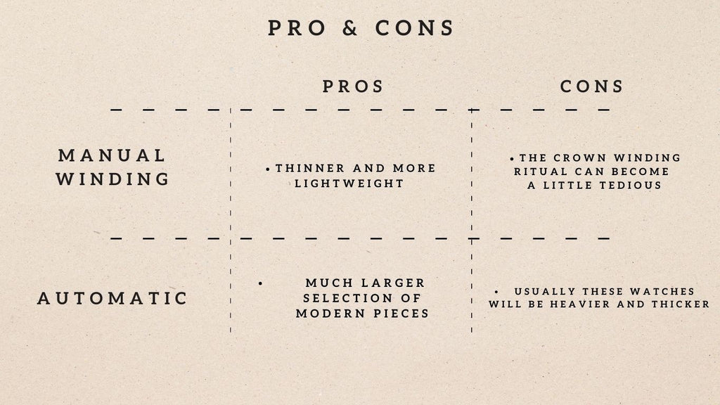 pro cons mechanical watch versus hand winding watch