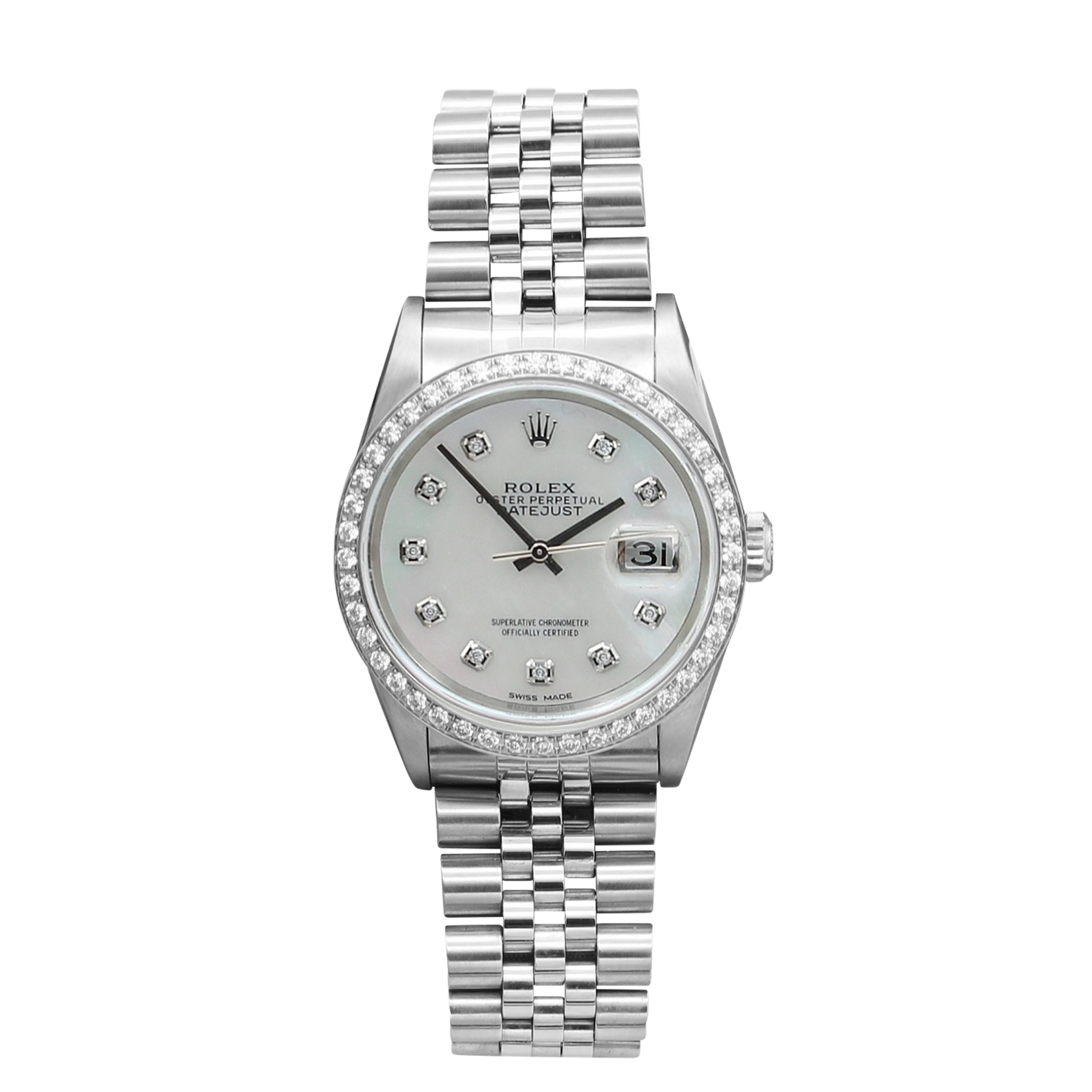 Rolex Datejust ref. 16234 MOP Zircons Dial and Bezel Jubilee Bracele – Debonar Watches Sp. o.o