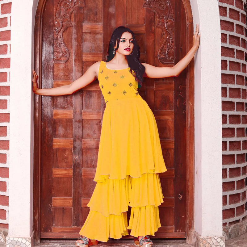 sharara dress yellow