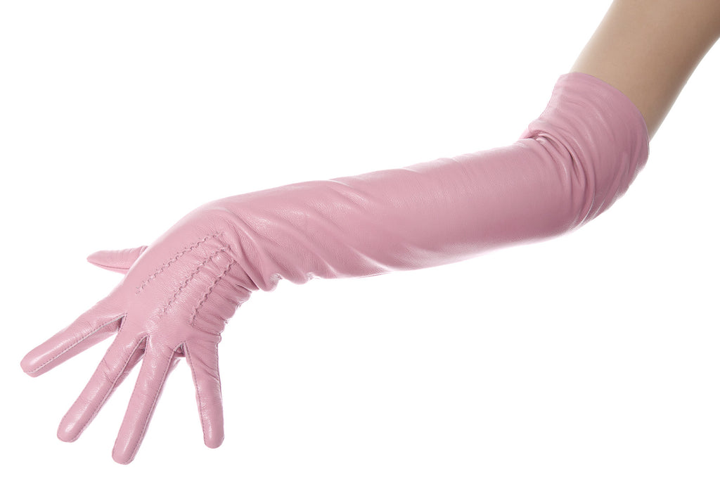 blush pink leather gloves