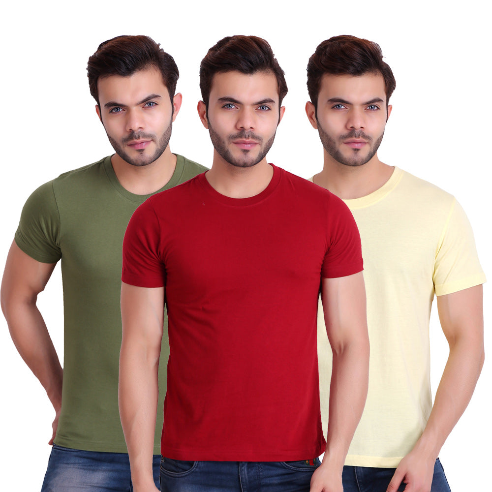 Buy Men Solid Round neck T-Shirt (Pack Of 3) 15% Off : TT Bazaar