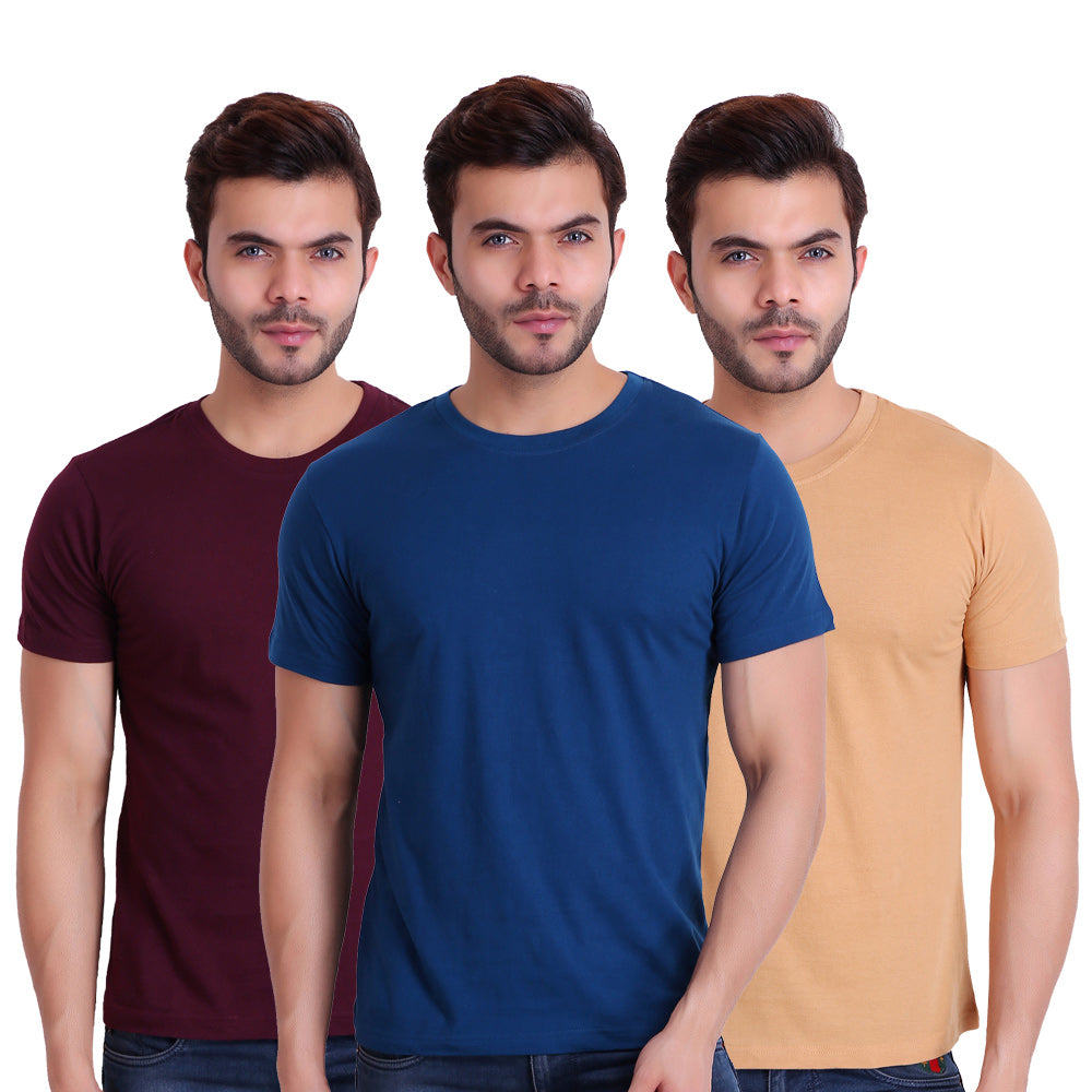 Buy Men Solid Round neck T-Shirt (Pack Of 3) At ₹609 : TT Bazaar