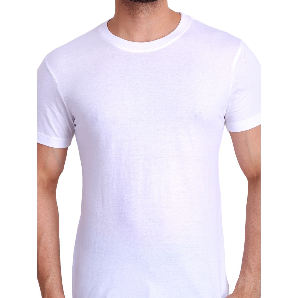 Buy Solid White Round Neck T-Shirt For Men: TT Bazaar