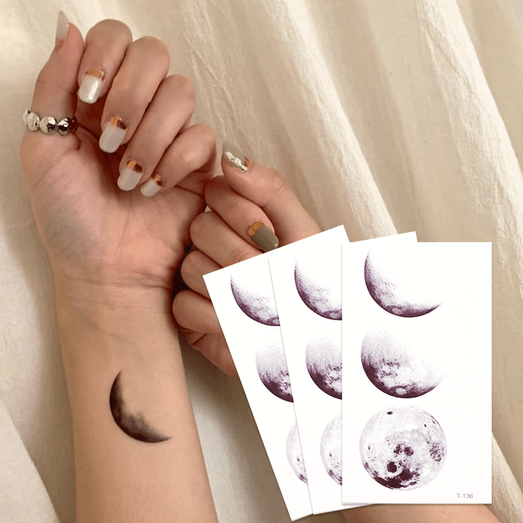 月の満ち欠け 3枚セット Id Spa0618 タトゥーシール ステッカー Suhada Skin Art Seal