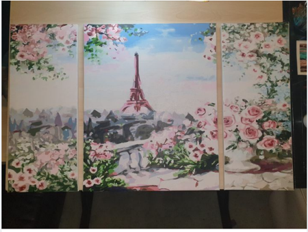 Roses in Paris multi panel painting