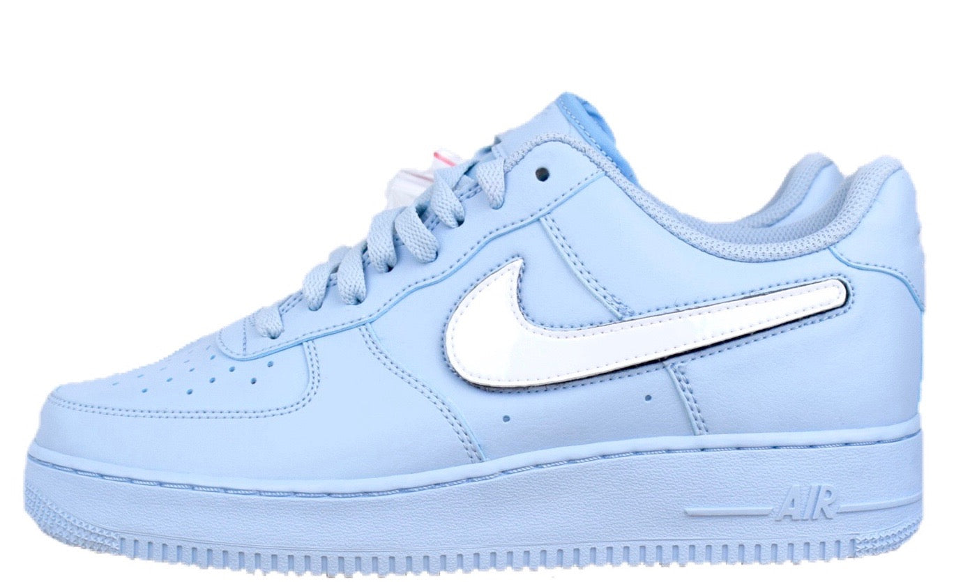 light blue swoosh air force ones