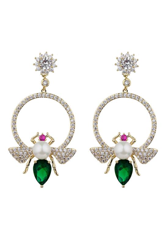 Small Green Butterfly Earrings with Crystal Design - Flutter Earrings – Eye  Candy Los Angeles