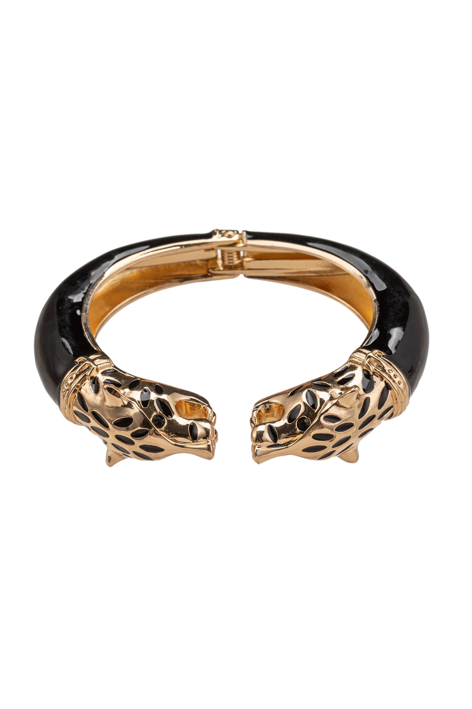 Women's Gold & Black Alloy Glass Crystal Leopard Cuff Bracelet - Talia –  Eyecandy Los Angeles